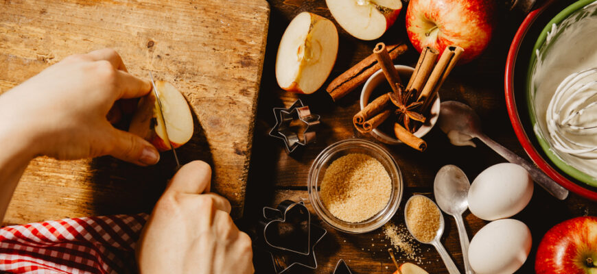 Baking,Concept,Of,Autumn,Apple,Pie.,View,From,Above,On